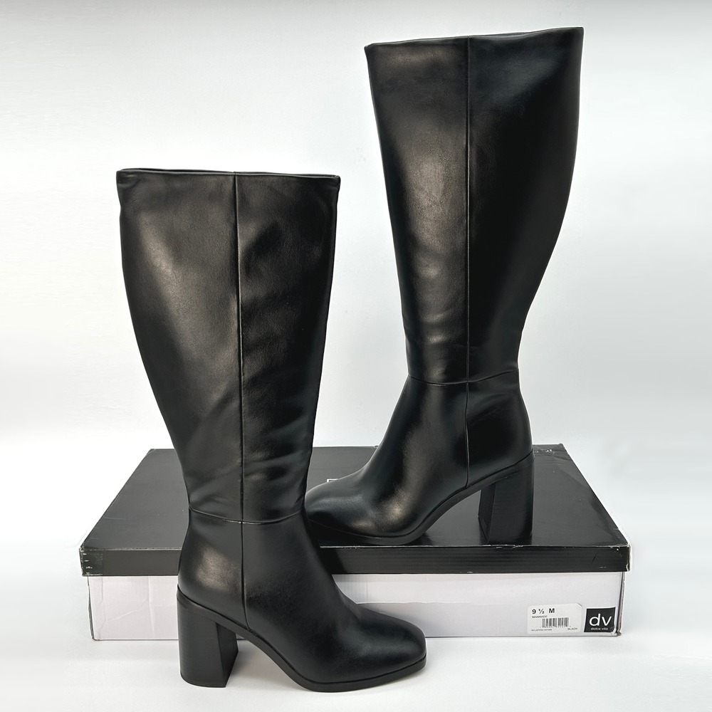 Womens Block Heeled Boots DV Dolce Vita Flapper Size 9.5 Black Knee High NEW
